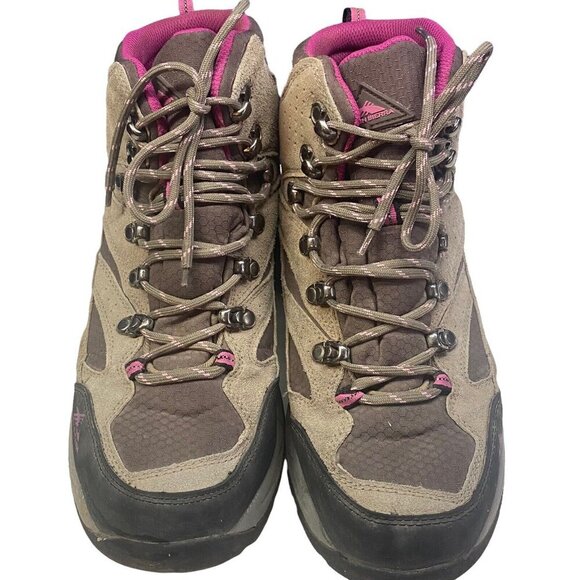 HIGH SIERRA Women Trekker Boots Size 10 Tan Pink Waterproof Lace Up Walk Hiking - Picture 2 of 8